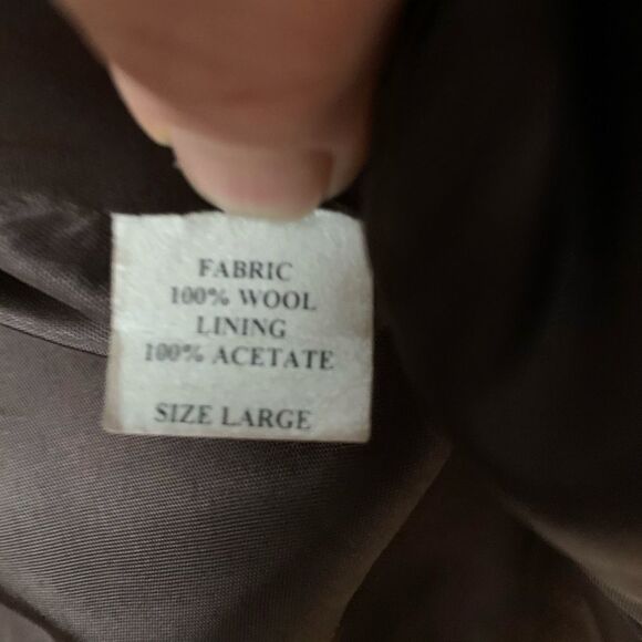 Brown 100% wool coat faux fur collar and cuffs,excellent condition,made in USA,L - Picture 7 of 9